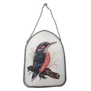 VTG Hummingbird Glass Suncatcher Metal Fame Window Hanging Country Cottagecore